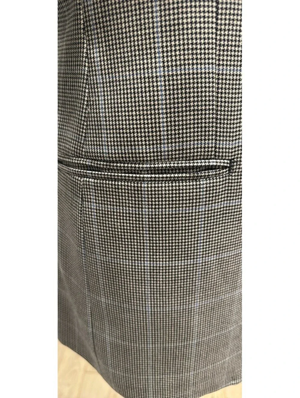 Lanificio di Pray Wool Houndstooth Plaid Blazer Gray Single-Breasted 42